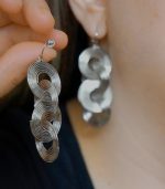 گوشواره حصیری درهم-نقره ای رنگ ثابت - تصویر 2