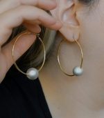 گوشواره حلقه‌ای مرواریدی-رنگ ثابت - تصویر 2